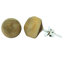 Cargar imagen en el visor de la galería, Kokosnuss-Ohrstecker Hellbraun, kugelrund, 8mmØ, aus Kokonusssholz, 925er Sterlingsilber-Stift
