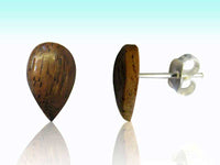 Load image into Gallery viewer, Kokosnuss Ohrstecker braun Tropfen gewölbt Silberohrstecker Holz 925er Sterling Silber Schmuck
