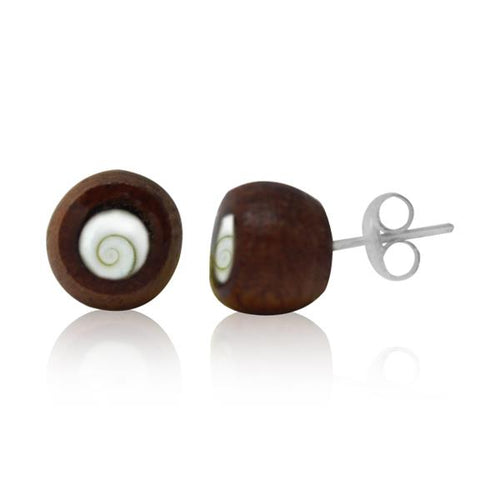 Ohrstecker Kokosnuss Holz Shivaauge braun Silberohrringe Ohrstecker 925er Silber Shiva Auge Eye