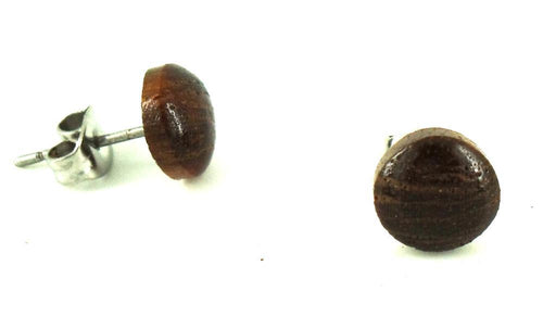 Ohrstecker Unisex Teakholz rund braun gemasert Holzohrstecker Edelstahl Schmuck Ohrringe