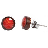 Cargar imagen en el visor de la galería, Unisex Kokosnuss rund Achat rot Holzohrstecker Ohrstecker Edelstahl Schmuck Ohrringe
