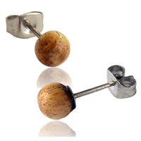 Load image into Gallery viewer, Holzohrstecker Ohrstecker Edelstahl braun hell  7 mm Kugel unisex
