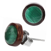Load image into Gallery viewer, Ohrstecker Unisex 8 mm Kokosnuss Holz Edelstahl Muschel Stein Inlay rund Stern
