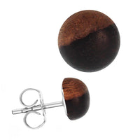 Load image into Gallery viewer, Holzohrstecker Edelstahl Halbkugel verschiedene Holzarten unisex
