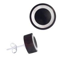 Load image into Gallery viewer, Holz Ohrstecker Edelstahl Perlmutt rund 8 mm Scheibe verschiedene Motive

