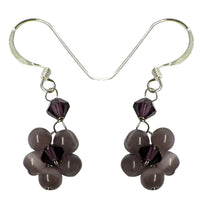 Load image into Gallery viewer, violett Kristallperlen Ohrringe Blümchen 15 mm Perlen 925er Sterling Silber
