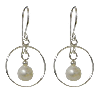 Silberohrringe Filigran Ring Perle 925er Silber Ohrringe Ohrhänger Damen Schmuck