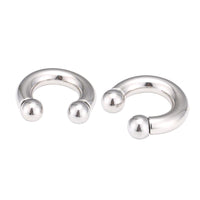 Load image into Gallery viewer, Piercing Hufeisen Circular Barbell Horseshoe Edelstahl silbern Kugeln

