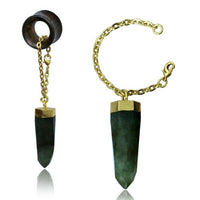 Load image into Gallery viewer, Charm Piercing Anhänger Ohrhänger für Flesh Tunnels gold Silber Messing Stein Karabiner
