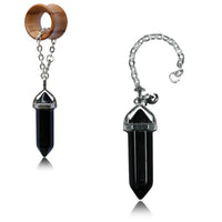 Load image into Gallery viewer, Charm Piercing Anhänger Ohrhänger für Flesh Tunnels gold Silber Messing Stein Karabiner
