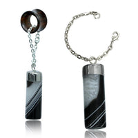 Load image into Gallery viewer, Charm Piercing Anhänger Ohrhänger für Flesh Tunnels gold Silber Messing Stein Karabiner
