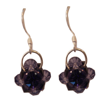 Blumen-Ohrringe Ohrhänger mit Zirkonia amethyst lila 12 mm