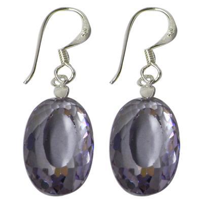 These Silberohrringe Ohrhänger feature oval facettiert Zirkonia set in 925er Sterlingsilber hooks, with shiny, reflective gemstones.