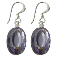 Load image into Gallery viewer, These Silberohrringe Ohrhänger feature oval facettiert Zirkonia set in 925er Sterlingsilber hooks, with shiny, reflective gemstones.
