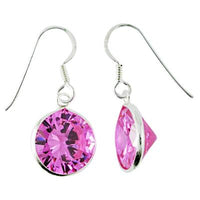 Cargar imagen en el visor de la galería, Zirkonia Silberohrhänger 12mmØ rosa pink 925er Sterling Silber Ohrringe
