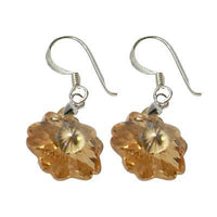 Load image into Gallery viewer, A pair of Blumen Zirkonia Ohrringe, featuring faceted, flower-shaped gemstones in light orange on 925 Sterling Silber hooks.
