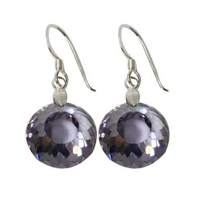 Silberohrringe Ohrhänger aus 925er Sterlingsilber mit großen, rund facettierten Zirkonia für einen funkelnden Look.