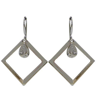 Silberohrringe 925er Silber Ohrringe Ohrhänger Damen Schmuck Karo Zirkonia Schmuckstein