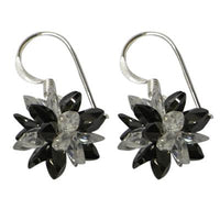 Load image into Gallery viewer, Zirkonia Ohrringe Seeigel Glitzer Kristalle schwarz weiß 925 Sterling Silber
