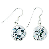 Load image into Gallery viewer, Zirkonia Silberohrhänger 12mmØ weiß 925er Sterling Silber Ohrringe
