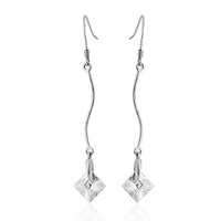 Load image into Gallery viewer, Ohrhänger Ohrringe 925er Sterling Silber nickelfrei Damen Zirkonia weiß eckig
