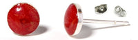 Load image into Gallery viewer, Ohrstecker Bambookoralle rot rund 925er Sterlingsilber eingefasst Koralle Ohrringe Damen Schmuck

