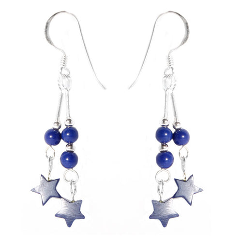 Ohrhänger Sterling Silber Ohrringe Damen Schmuck Koralle Stern Perlen Blau