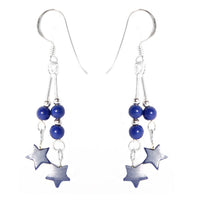 Load image into Gallery viewer, Ohrhänger Sterling Silber Ohrringe Damen Schmuck Koralle Stern Perlen Blau
