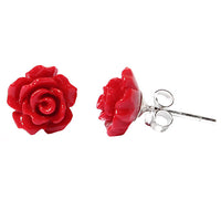 Load image into Gallery viewer, Ohrstecker rot Koralle Rose Perlen Sterling Silber Ohrringe Damen Schmuck
