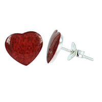 Load image into Gallery viewer, Silberohrstecker Herz rot 8 x 10 mm Ohrstecker Koralle 925er Sterling Silber Damen Form
