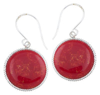Load image into Gallery viewer, Silberohrhänger kreisförmig Scheibe Koralle Seilrand 18 mm 925 Sterlingsilber
