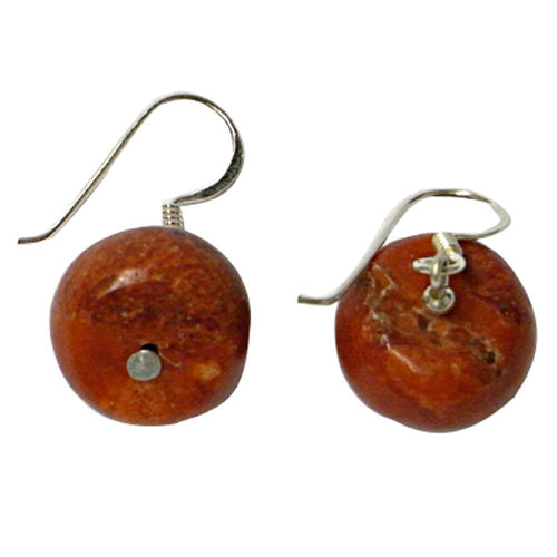 Korallenohrringe Scheibe 925er Sterling Silber Ohrringe Ohrhänger Koralle Damen Schmuck