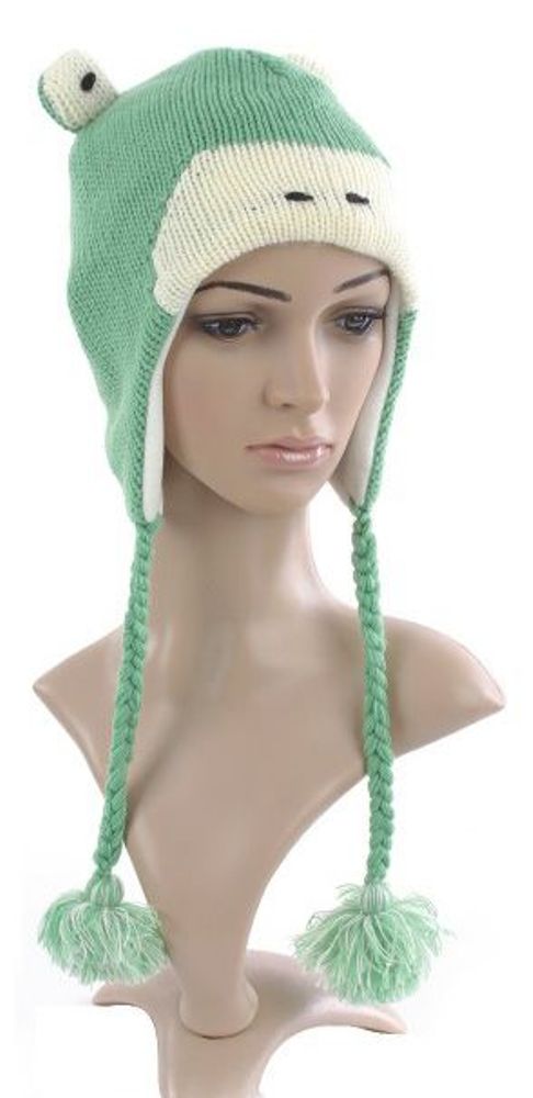 Unisex Tiermütze Norwegermütze Nepalmütze Strick Tiermütze Frosch
