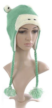 Cargar imagen en el visor de la galería, Unisex Tiermütze Norwegermütze Nepalmütze Strick Tiermütze Frosch
