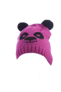 Cargar imagen en el visor de la galería, Kinder Tiermütze Beanie Mütze Bär in Pink Schwarz
