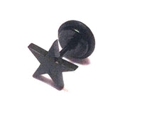 Cargar imagen en el visor de la galería, Fake Piercing Plug Ohrstecker Unisex Acryl schwarz Scheibe Gummiring Stern Schmuck
