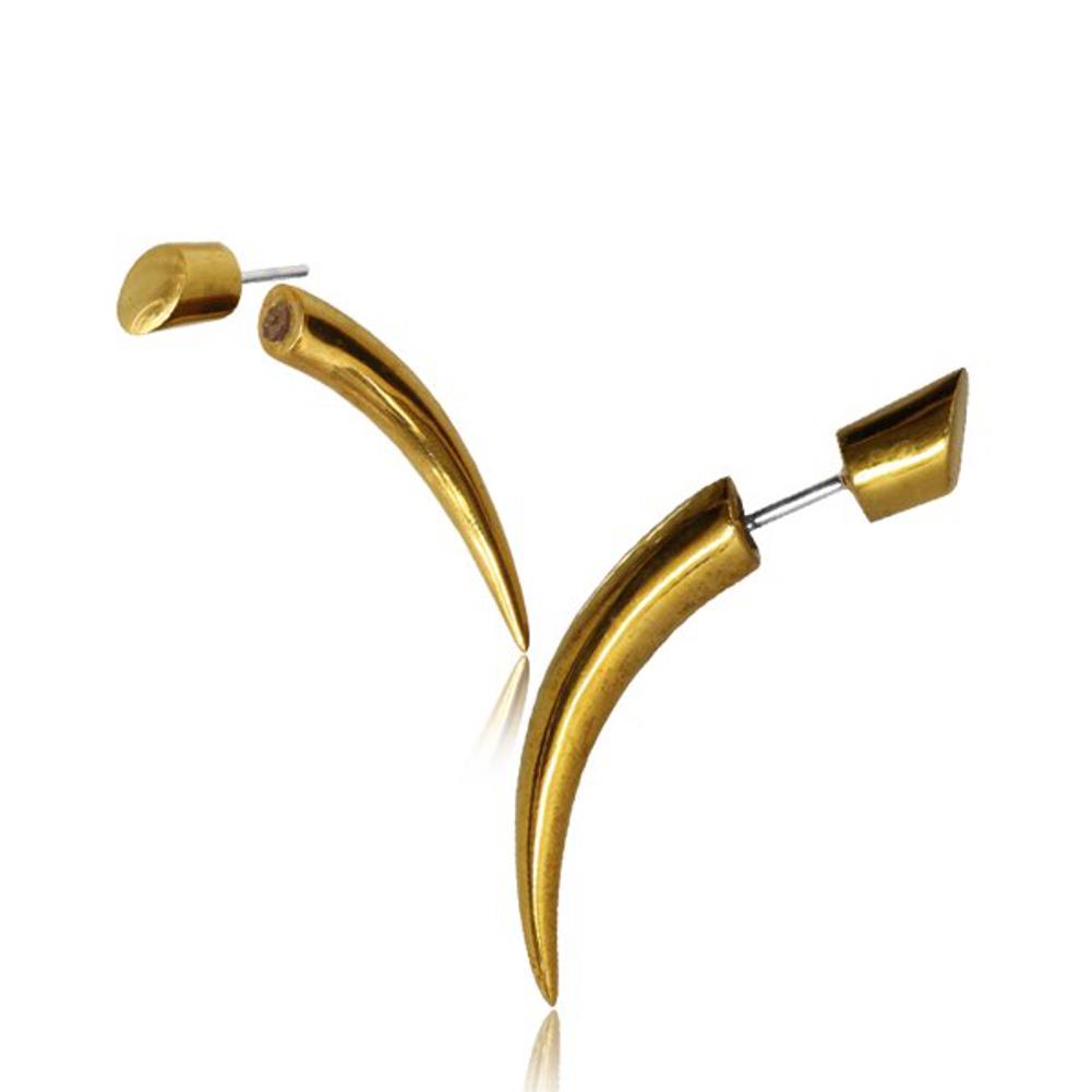 Fake Spike Piercing gebogen 60 mm Brass golden Messing Sterlingsilber-Pin