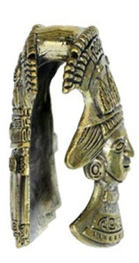 Cargar imagen en el visor de la galería, Lobe Ohr Piercing Ohrgewicht gold antik 18mm Maya Häuptling oxidiert Messing 47,6g
