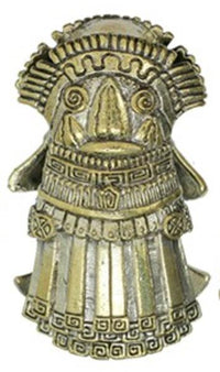 Cargar imagen en el visor de la galería, Lobe Ohr Piercing Ohrgewicht gold antik 18mm Maya Häuptling oxidiert Messing 47,6g
