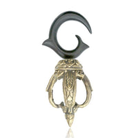 Cargar imagen en el visor de la galería, Holz Ohr Hook Piercing Ohrgewicht gold antik dunkel 4mm 10,3g Messing Tropfen
