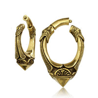 Load image into Gallery viewer, Clicker Piercing Ohrgewicht gold antik Segmentring 5mm oxidiert Messing 39g 50mm
