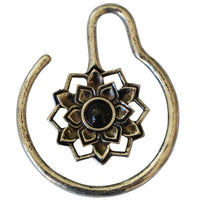 Cargar imagen en el visor de la galería, Piercing 14g Ohrgewicht White Brass Blume Onyx 4mm Spirale
