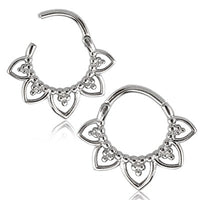 Cargar imagen en el visor de la galería, Klapp Segmentring Piercing Blume Edelstahl Gold PVD
