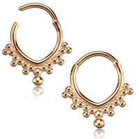 Cargar imagen en el visor de la galería, Segmentring Piercing Kugelspitze Edelstahl Gold PVD
