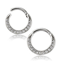 Cargar imagen en el visor de la galería, Segmentring Piercing Kristalle Edelstahl Gold PVD

