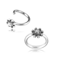 Load image into Gallery viewer, Piercing Ring Blume 925 Silber Labret Tragus 1.2mm

