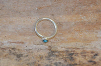 Load image into Gallery viewer, Piercing Ring 925 Silber Labret Tragus 1.2mm Türkis

