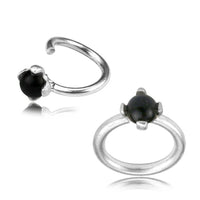 Load image into Gallery viewer, Piercing Ring 925 Silber Labret Tragus 1.2mm Onyx
