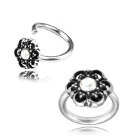 Cargar imagen en el visor de la galería, Universal Piercing Ring 925 Silber 1.2mm Kristall Blume

