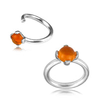 Load image into Gallery viewer, Universal Piercing Ring 925 Silber 1.2mm Garnet Stein
